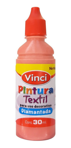Pintura Textil Vinci Diamantada 30 Ml, Pieza Color Naranja Claro