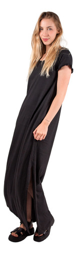 Maxi Vestido Mujer Moda Verano Casual Algodon Liso Plus Size