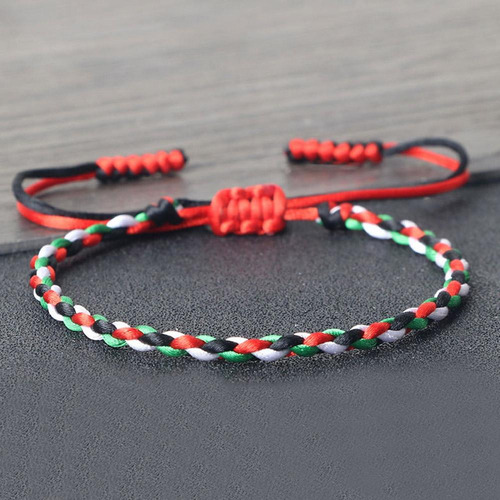 Pulsera Tejida Palestina Hecha A Mano Con Cuerda Ajustable