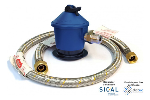Kit Regulador De Gas + Flexible Gas 1/2 X 3/8 1m
