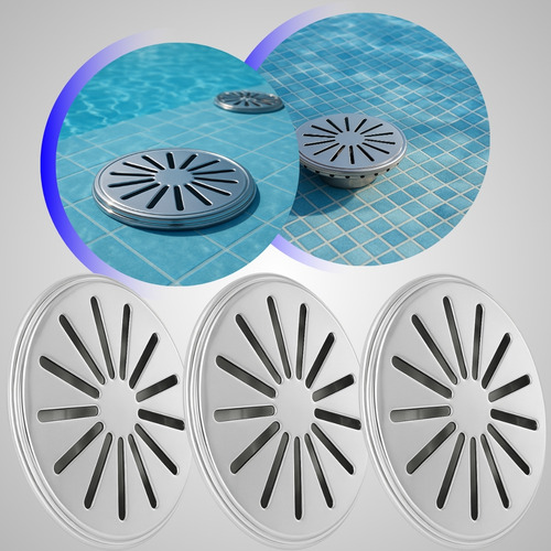 Kit 3x Ralo/dreno De Fundo Anti Turbilhão Aço Inox Redondo Nitro Metais