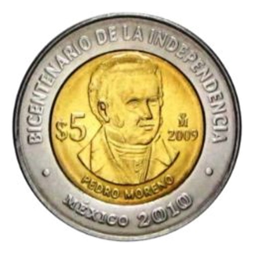 1 Moneda De 5 Pesos Conmemorativa De Pedro Moreno 