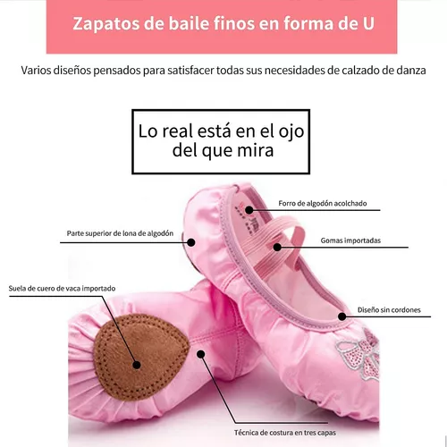 GENERICO Zapatillas Media Punta Lona Y Gamuza Ballet Niña Rosa