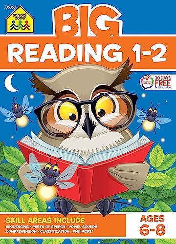 Book : School Zone - Big Reading 1-2 Workbook - 320 Pages,.