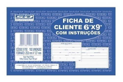Ficha De Cliente 6x9 C/100 Folhas (fichário/escritório)