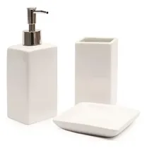 Comprar Kit Accesorios Set De Baño 3 Piezas Cerámica Blanco