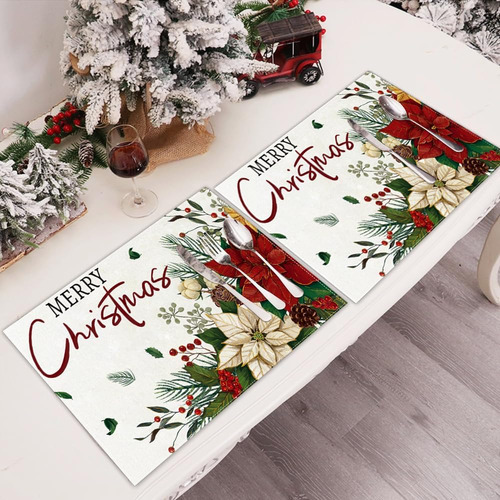 4 Manteles Individuales De Navidad De 12 X 18 Pulgadas, Dise