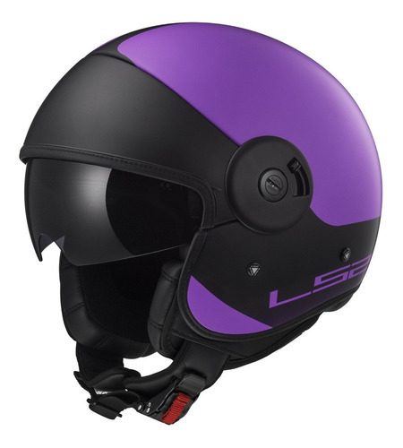 Casco Moto Abierto Ls2 597 Cabrio Via Violeta Negro Mate Tamaño del casco L