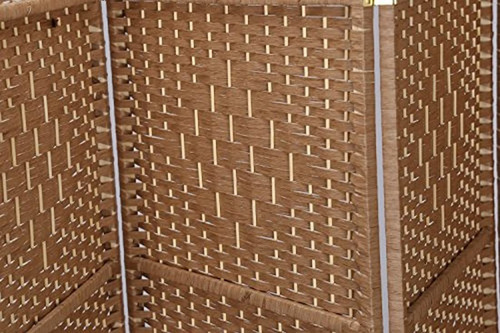 Imagen 3 de 5 de Biombo De Madera Tejida Color Marrón De 6 Pies/6 Paneles.