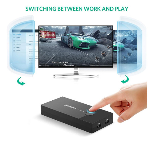Hub Comutador Kvm Switch 2 In 4 Usb 2.0/vga Ugreen