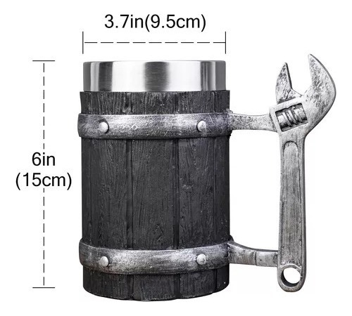 Taza Vikinga Madera Con Llave Cerveza Estilo Retro Medieval