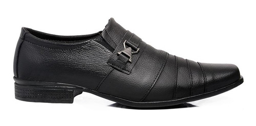 Imagem 2 de 4 de Sapato Social Preto Casual Masculino Cano Baixo Com Metal