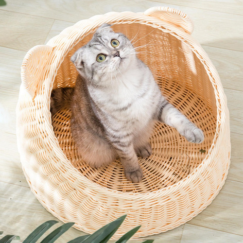 Casa Para Gatos Cama Para Gatos Rattan Tecido 38cm X 28cm