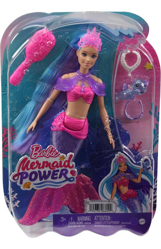 Muñeca Barbie Poder Sirena  Malibu Mascota Caballito 2m
