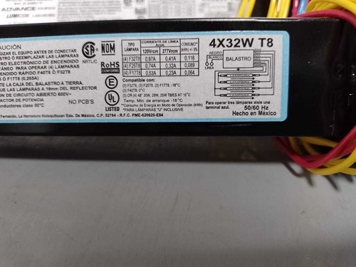 Balastro Electrónico T8 4x32w Philips 120-277v