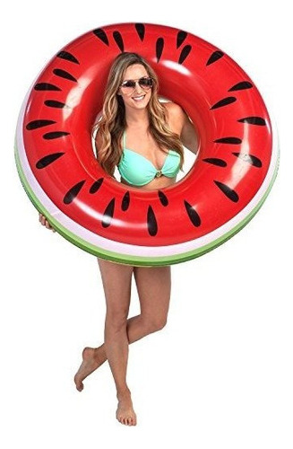 Lrrh Giant 4 Foot Inflable Watermelon Pool Anillo Tubo Flota