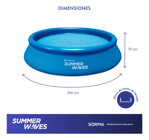 Imagen 4 de 10 de Pileta Inflable Redonda Summer Waves 5454lt Facil Armado
