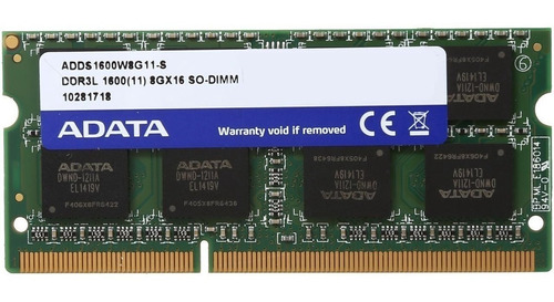 Memoria Adata Sodimm Ddr3l 8gb Pc3l-12800 1600mhz Cl11 Lap