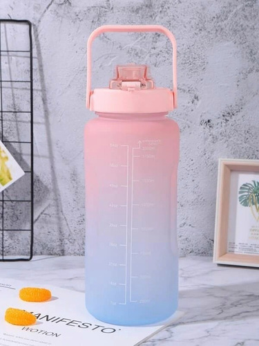 Botella Motivacional Deportiva 2 Litros Diferentes Colores Color Rosa Con Azul