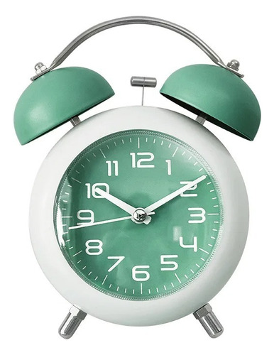 Reloj Despertador Modelo Campana Con Luz Silencioso Verde