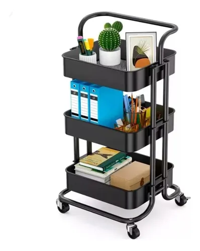 Carrito Organizador De 3 Niveles Bandeja Y Mesa De Plastico