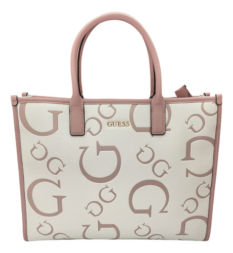 Bolsa Guess Bg958023 Nueva 100 % Original Con Etiqueta Rosa Pálido Estampado Oro Rosa Pálido