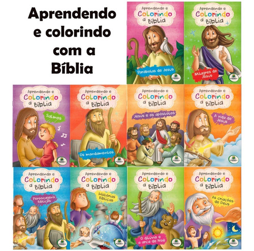 Kit Com 20 Livros Bíblicos - 10 Para Colorir E 10 Para Ler