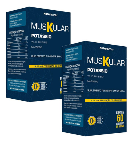 2x Muskular Anti Câimbras Potássio+ Magnésio+ Vit D B1 E B12