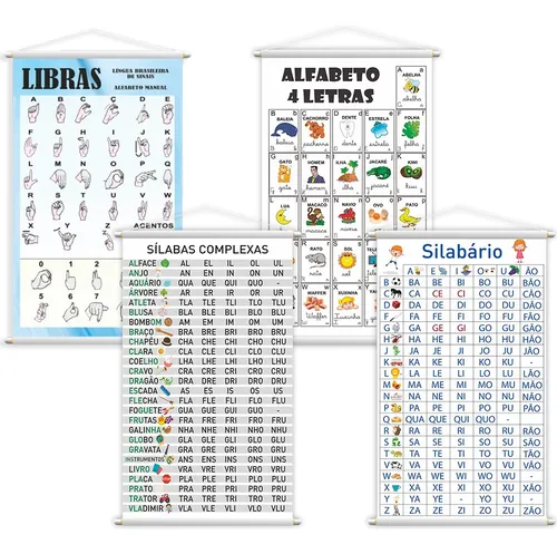 comprar Banners Libras, Silabario Simples, Complexo, Alfabeto Grande