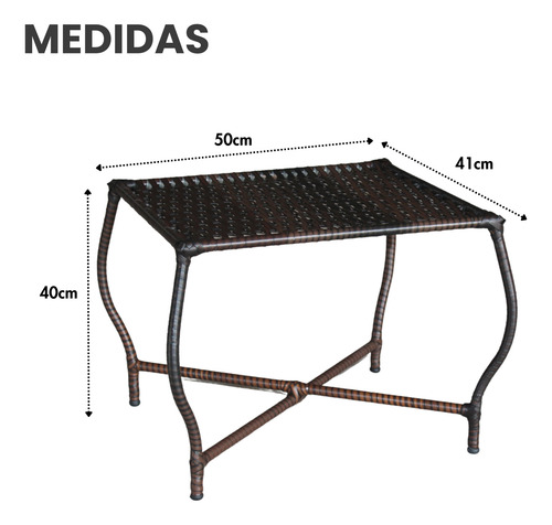 Mesa De Centro Fibra Megalar Retangular Clássica 50x40cm Argila