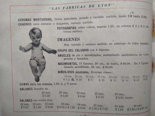 Antiguo Catálogo De Las Fábricas De Lyon Objetos Religiosos (Usado)