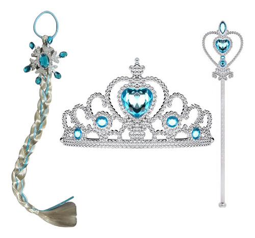 Set Disfraz Elsa Frozen Corona Varita Mechon