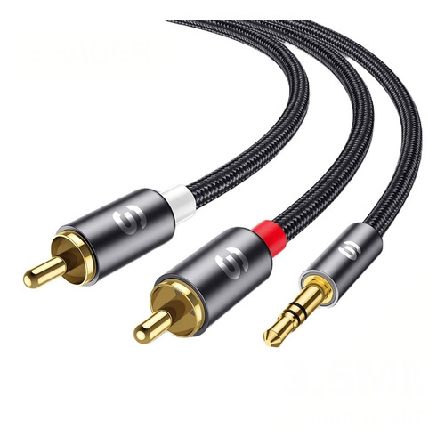 Cable Audio Jack 3.5mm A 2 Rca Rojo Y Blanco - 2 Mts