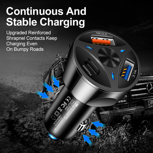 Adaptador De Cargador De Coche Auto Charger De 55 W, Uno Par
