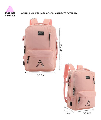Mochila Viajera Agarrate Catalina Lara Color Negro Diseño de la tela Lisa