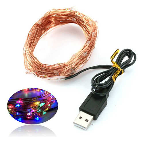 Cadena De Lámparas Usb De Cobre, Lámpara Led, Cadena De Estr