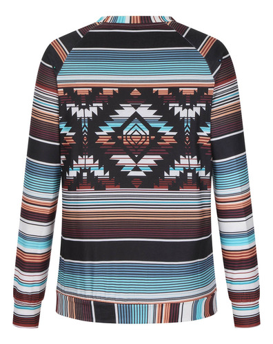 Blusa De Moda Con Cuello Redondo Y Manga Larga Estampada Par