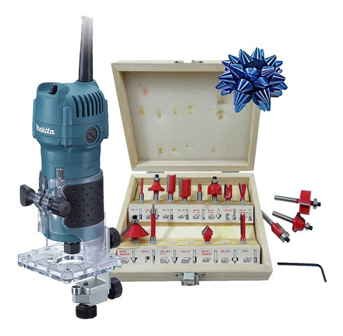 Recortadora Router Makita 3709 + Kit De 15 Brocas 284112 Obi