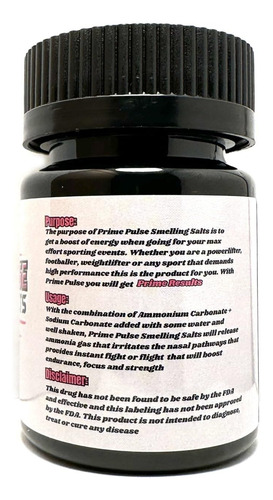 Smelling Salts Prime Pulse, Inhalador Fuerte De Amoniaco Par