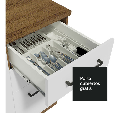 Cocina Integral Completa Modular Madesa Agata 220cm Color Marrón/Blanco 02