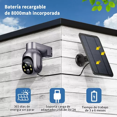 Camara de seguridad WIFI con bateria recargable hasta 5 meses un carga 