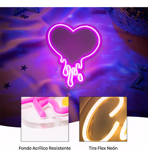 Letrero Neon Led Corazon Derretido Luminoso