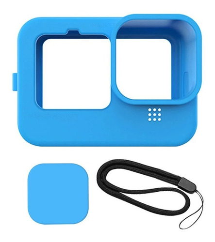 Case Gopro Hero 9 De Silicona + Lanyard + Tapa De Lente