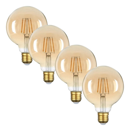 Foco Edison Led Globo G95 Ámbar Luz Cálida Vintage 4w E26 Color de la luz Blanco cálido