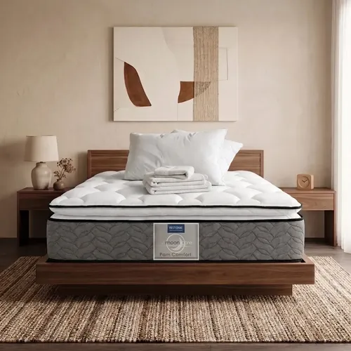 Colchón Matrimonial Restonic Ortopédico + Sábanas y Almohadas | Resortes Continuos | 135x190 Cm | Anti Ácaros | Firmeza Media | Durable