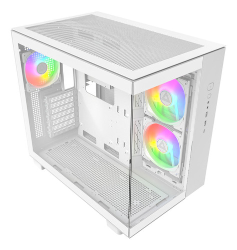 Armário de câmera dupla Montech King 65, 3x ventiladores Argb Type-C, cor branca