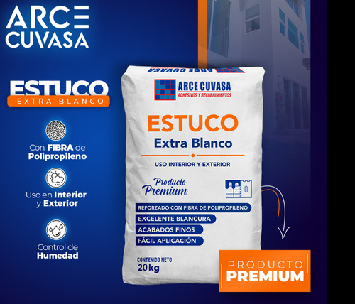 Estuco Cuvasa Extra Blanco Con Fibra De Polipropileno 20kg