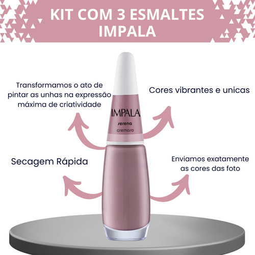 Kit 3 Esmaltes Impala Cremosos Tons De Nude Clarinho Básicos