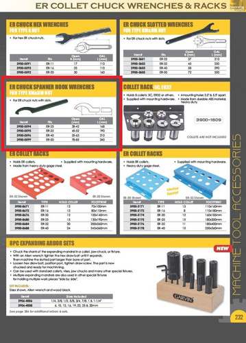 Llave De Gancho Para Tuerca Er Chuck Nut 1.65 In