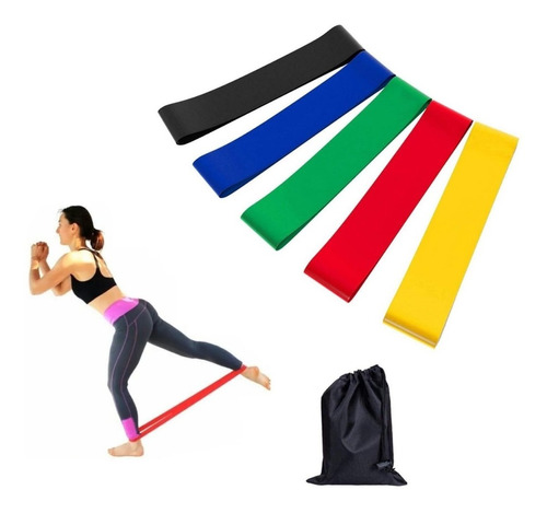 Bandas De Resistencia Elásticas Pack De 5 Fitness + Bolso